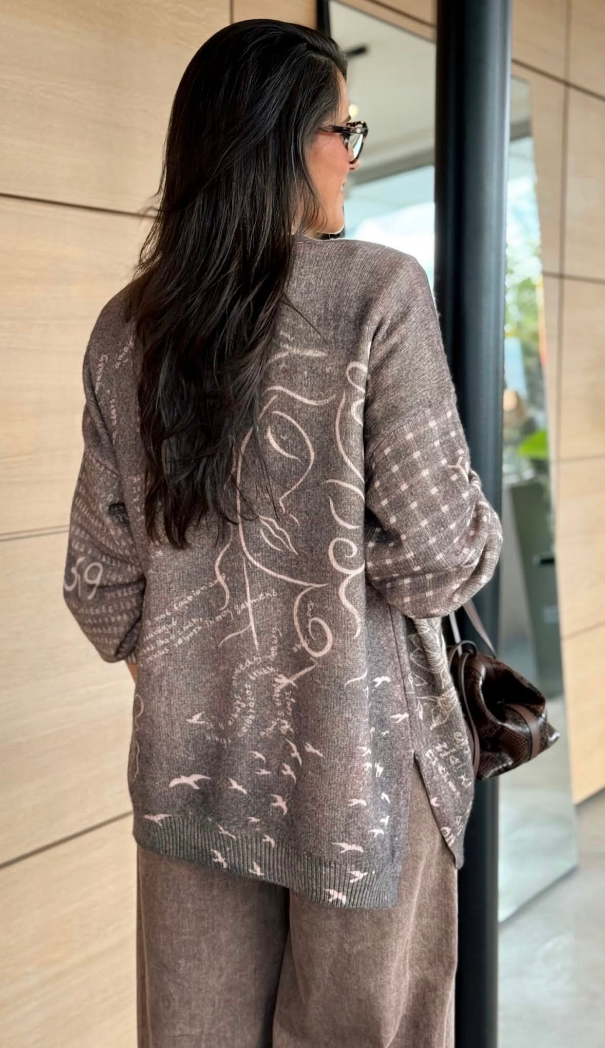 ME369 Cardigan Liv Imprimé - Noir Muse