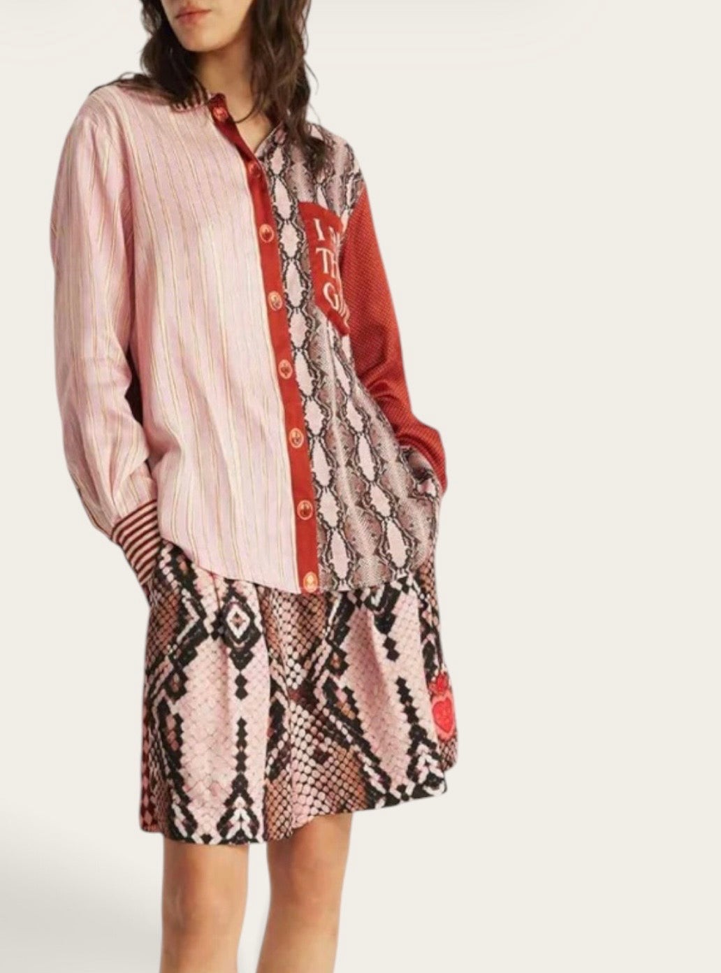 ME369 Chemise Imprimée Isabel - Aura Rouge