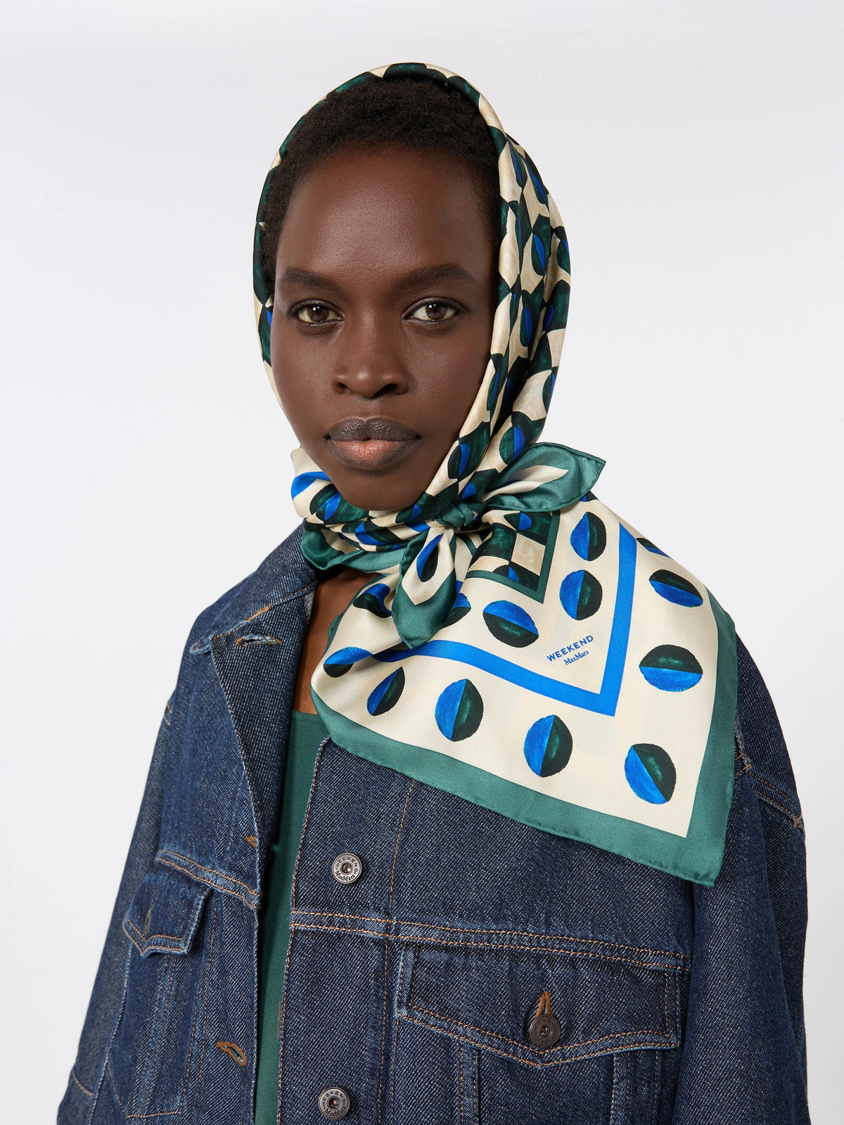 MAX MARA WKONESTO Foulard en soie imprimé - Vert Foncé