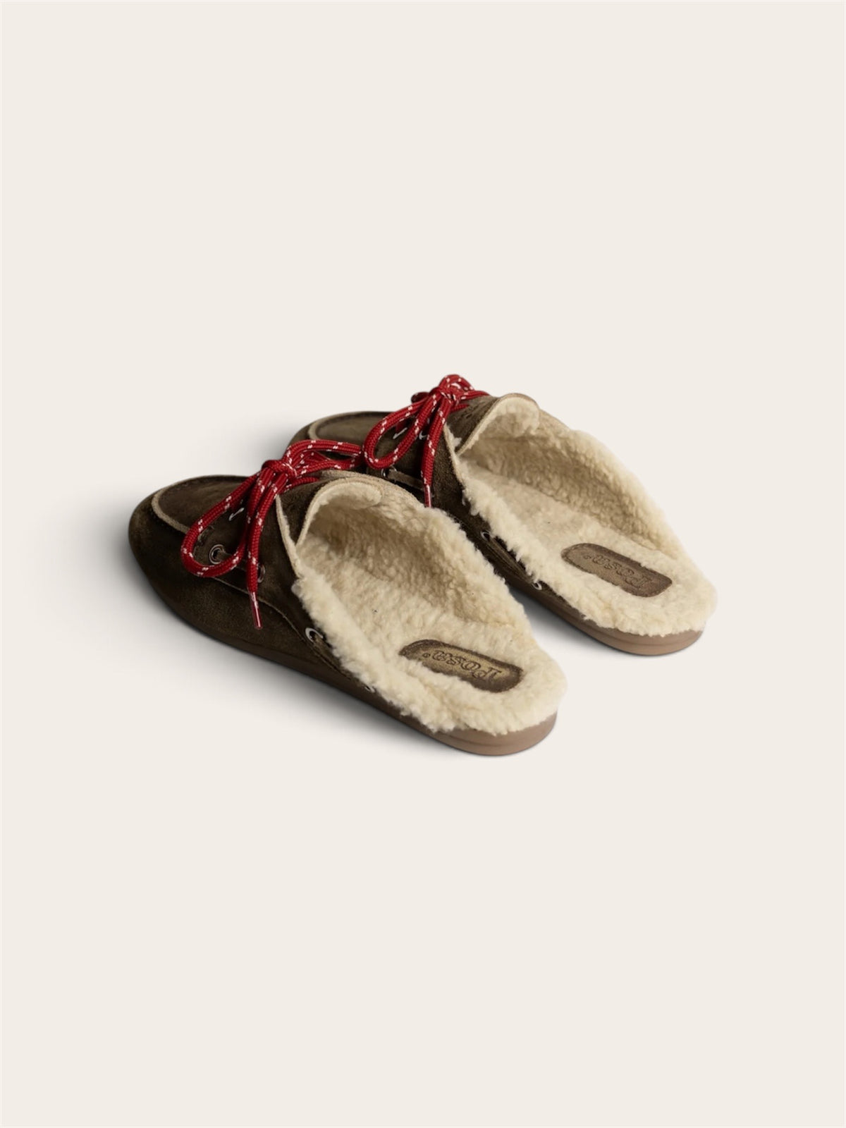 POSA Mocassins Mule Fourrure - Cuir Marron Foncé