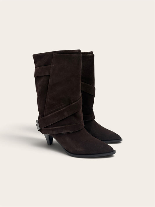 JEANNOT Bottes BJ553B - Velour Tdmoro/Marron foncée