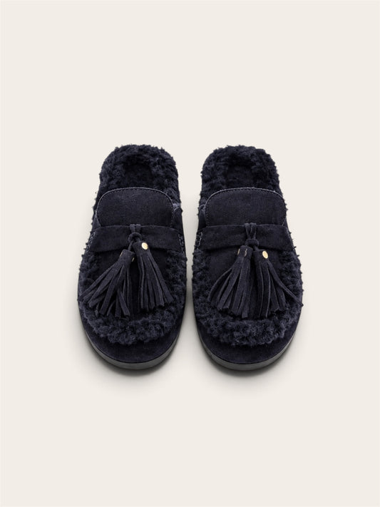 POSA Ranch Tassel Mule - Suede Bleu Nuit