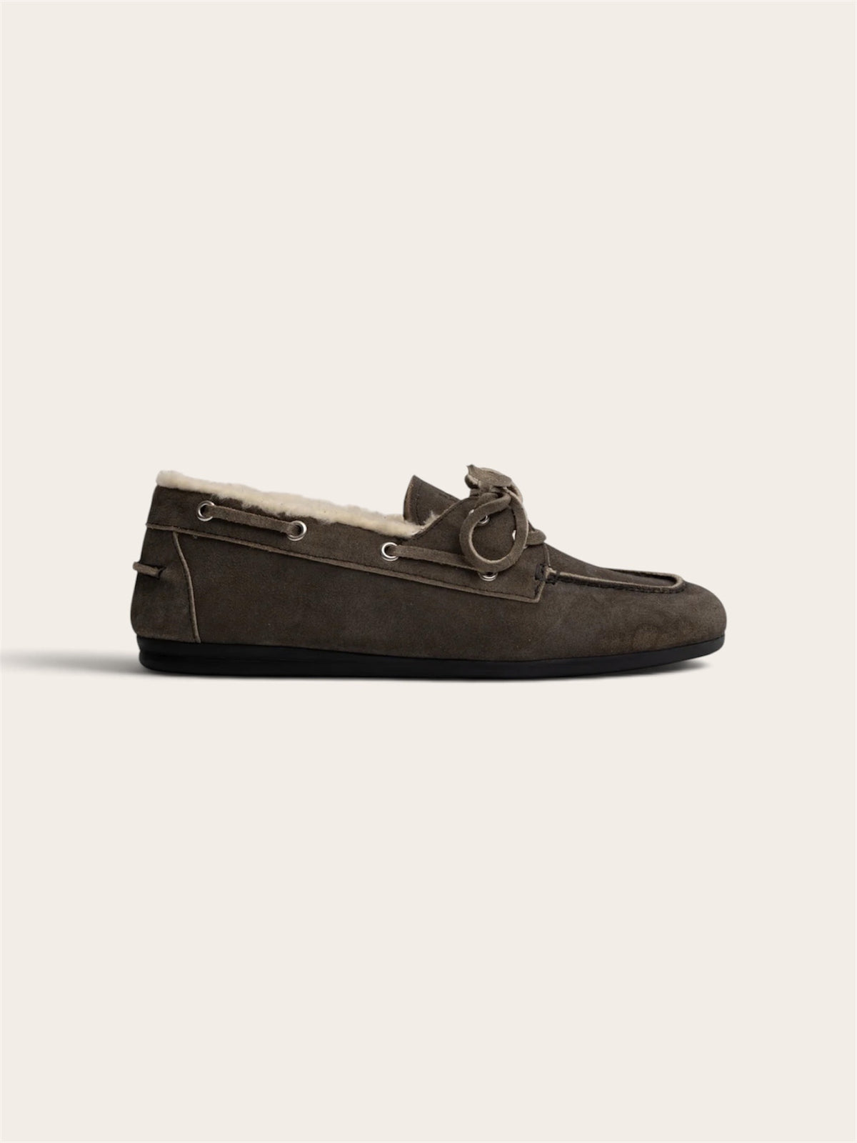 POSA Mocassins Daim brossé, Fourrure - Gris