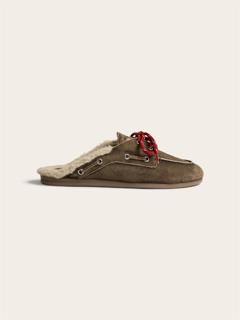 POSA Mocassins Mule Fourrure - Cuir Marron Foncé