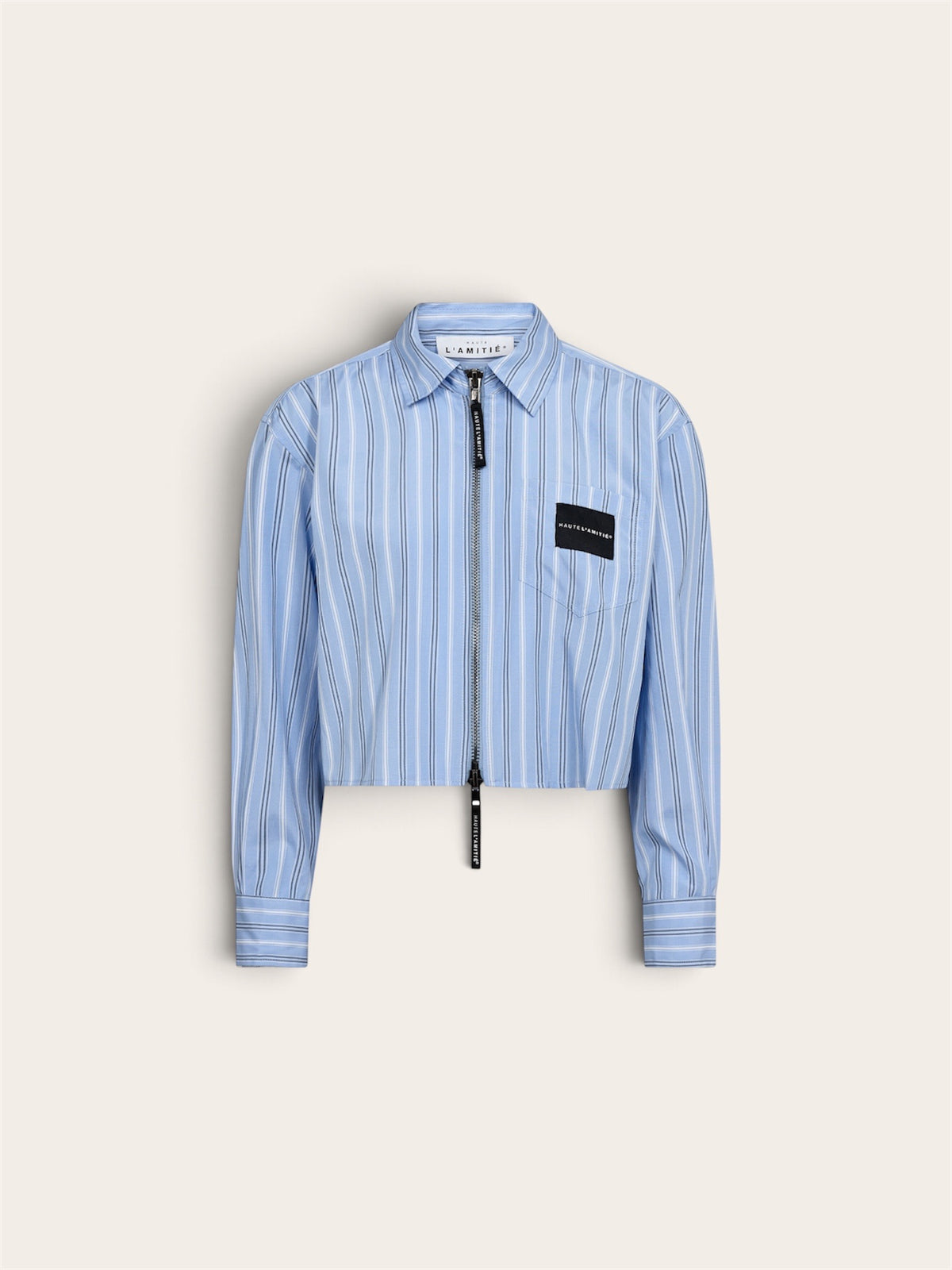 Haute L'amitié Chemise Courte à Rayures et Zip - Bleu Clair