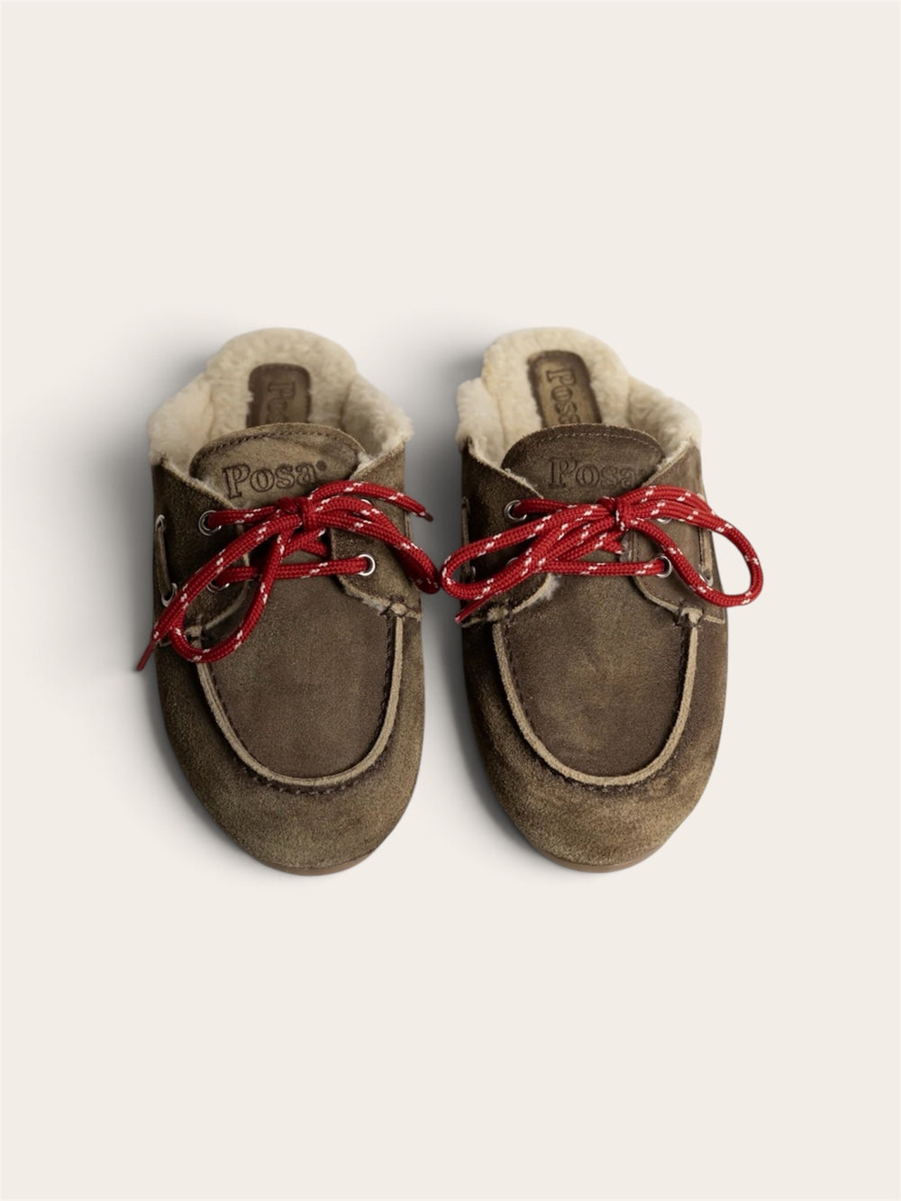 POSA Mocassins Mule Fourrure - Cuir Marron Foncé