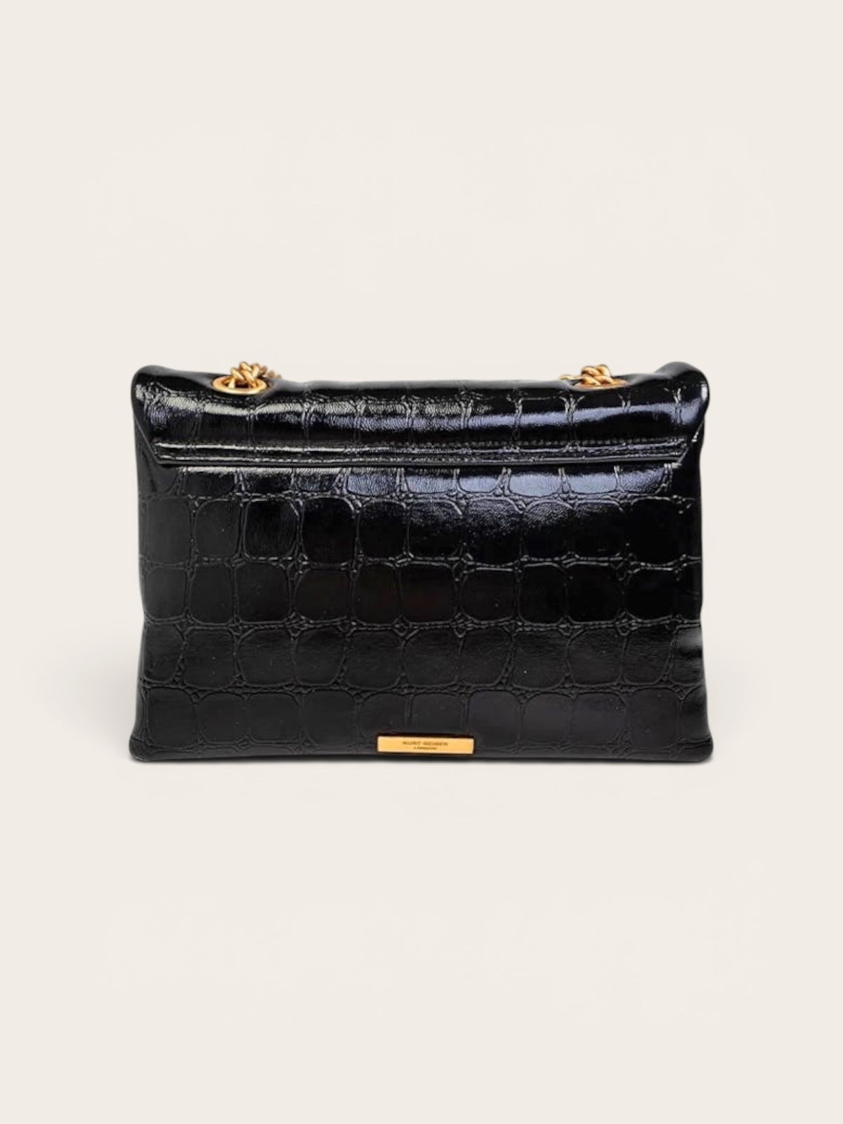 KURT GEIGER Bag Soft Leather Kensington Croc Print - Black
