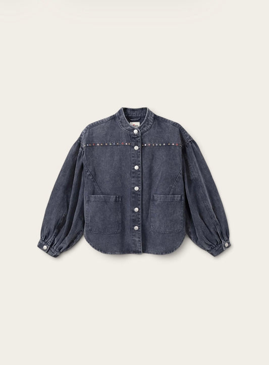 ME369 Veste en jeans Roux Rivets - Bleu Marine