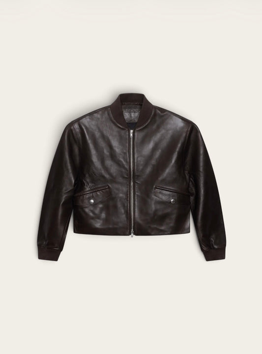 STAND STUDIO Veste en cuir Callum - Cacao foncé