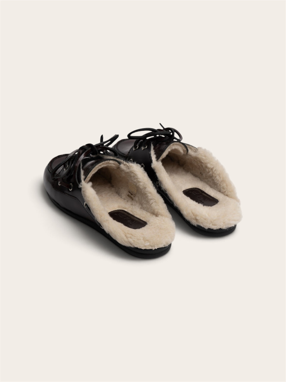 POSA Mocassins Mule Fourrure - Cuir Bordeaux
