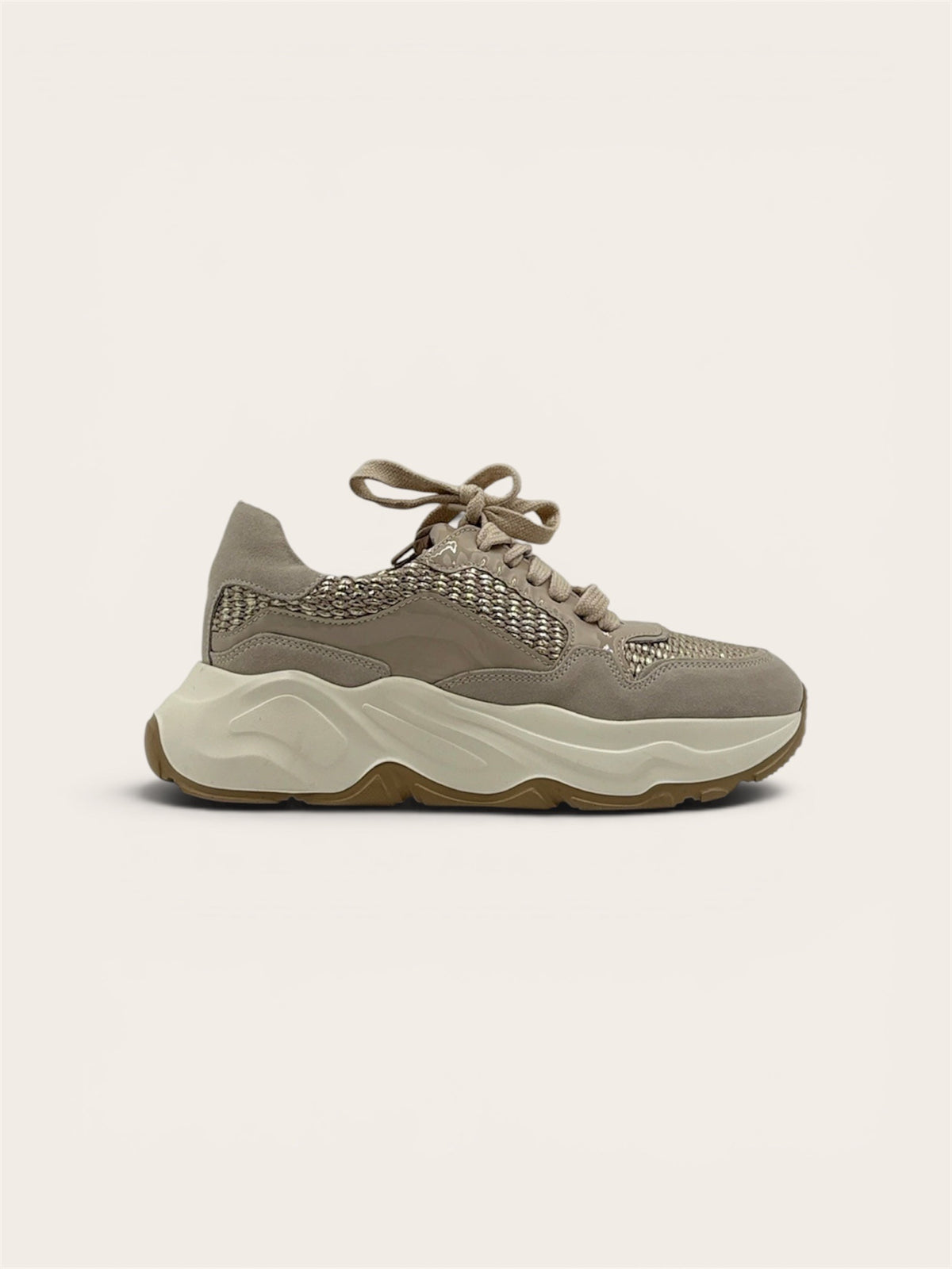 LAURA BELLARIVA Basket 2120C-23 - Velour Lamb, Rafia écru, Naplak beige / Gold