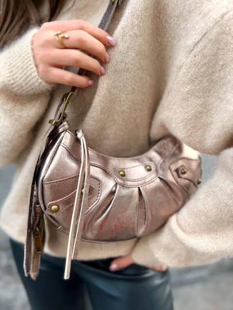 GAGA HALO Sac en cuir - Taupe Métalisé