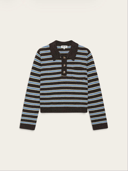 BAUM Polo Cori - Ligné Bleu et Brun