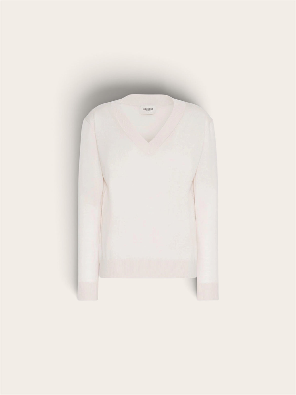 MAX MARA Pull col V en laine, soie et cachemire - Ivoire