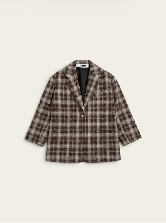 JOHNY Blazer Lola Check Strass - Marron/Argenté