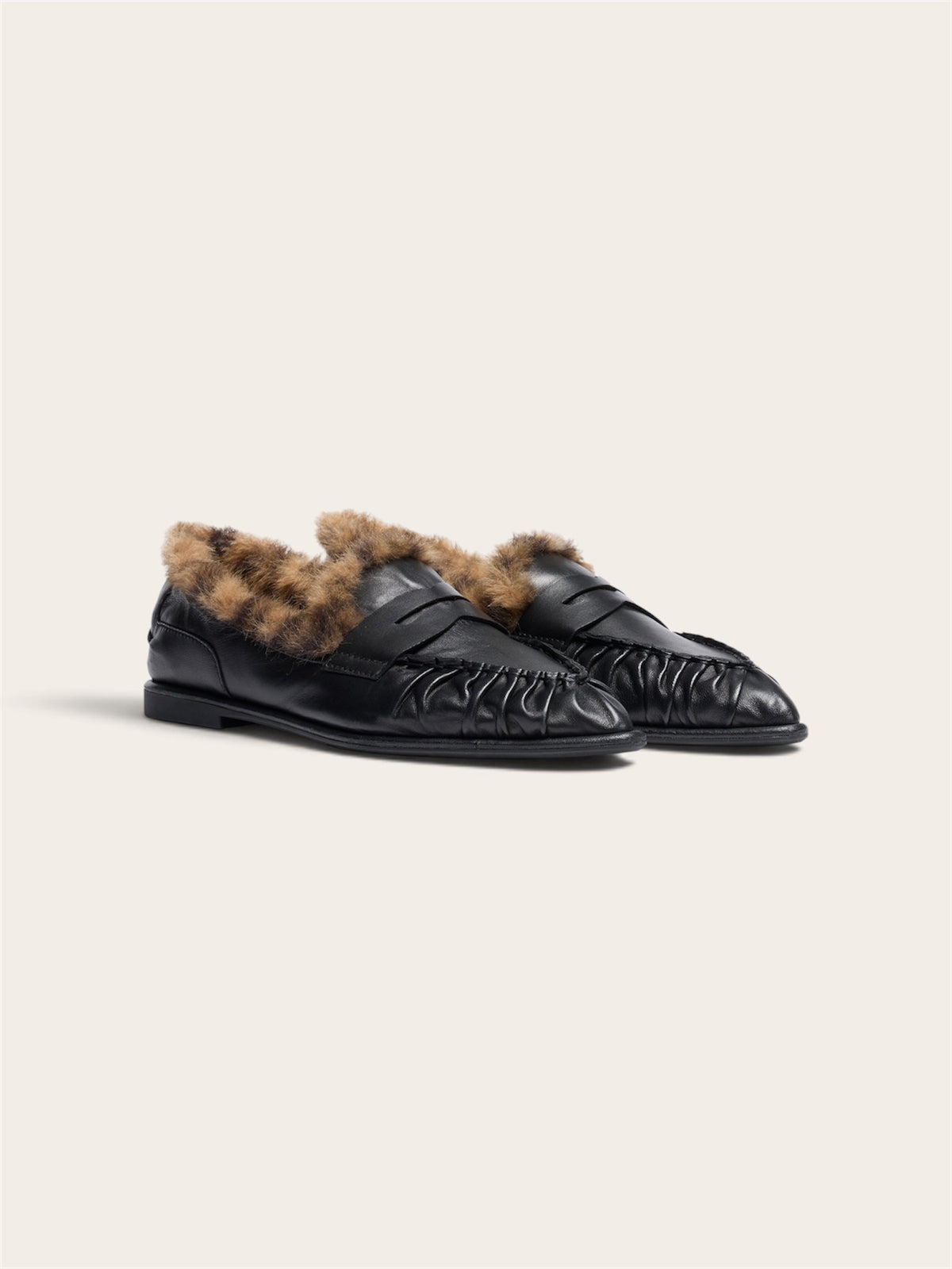 ASH Mocassins Babe Bis Fur - Noir / Fausse Fourrure Léopard