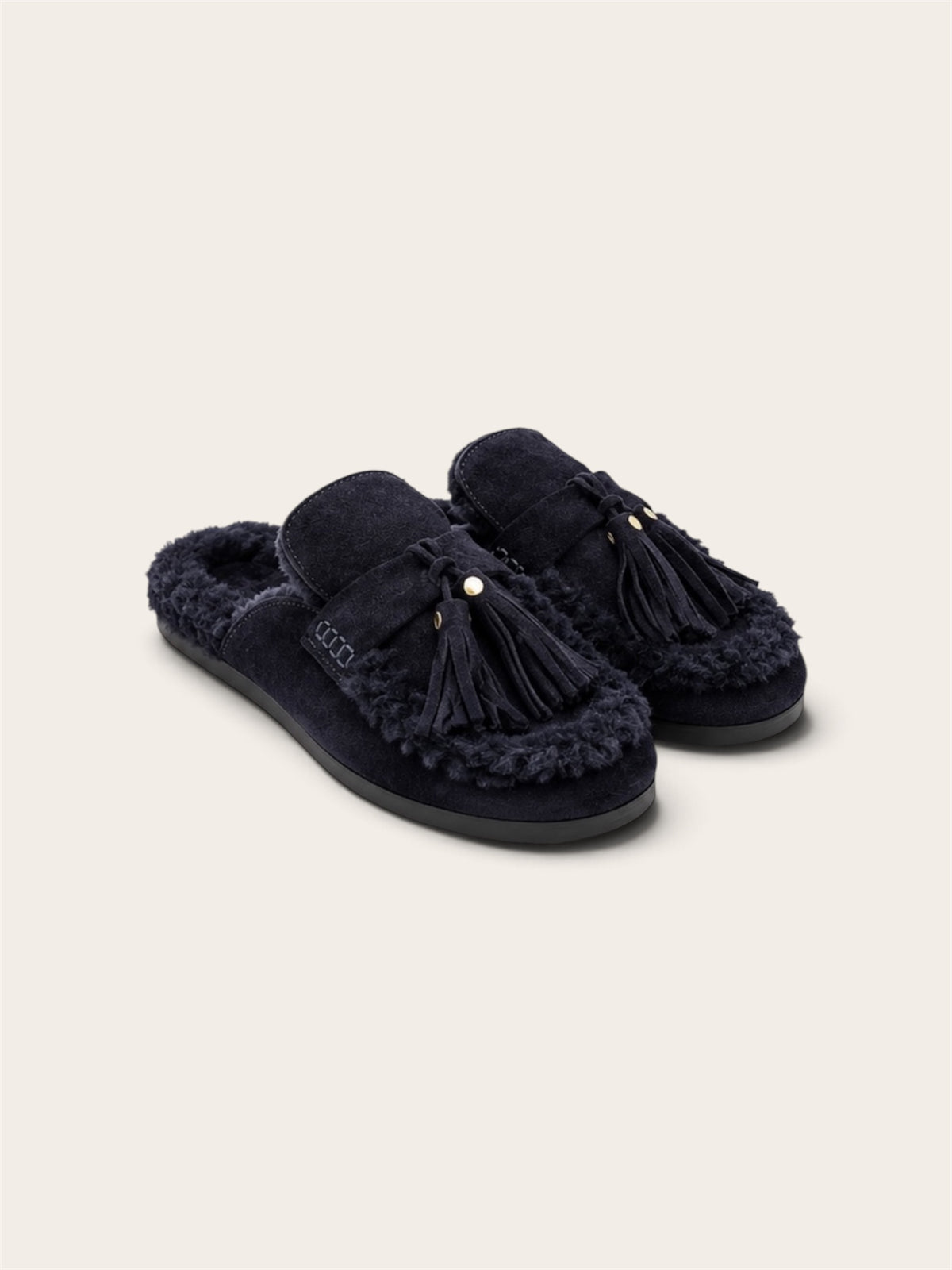 POSA Ranch Tassel Mule - Suede Bleu Nuit