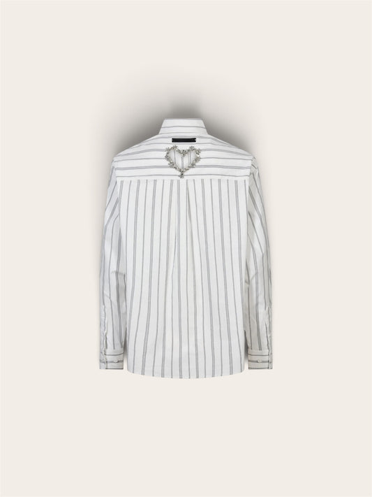 Haute L'amitié Chemise à rayures coeur en cristal - blanc