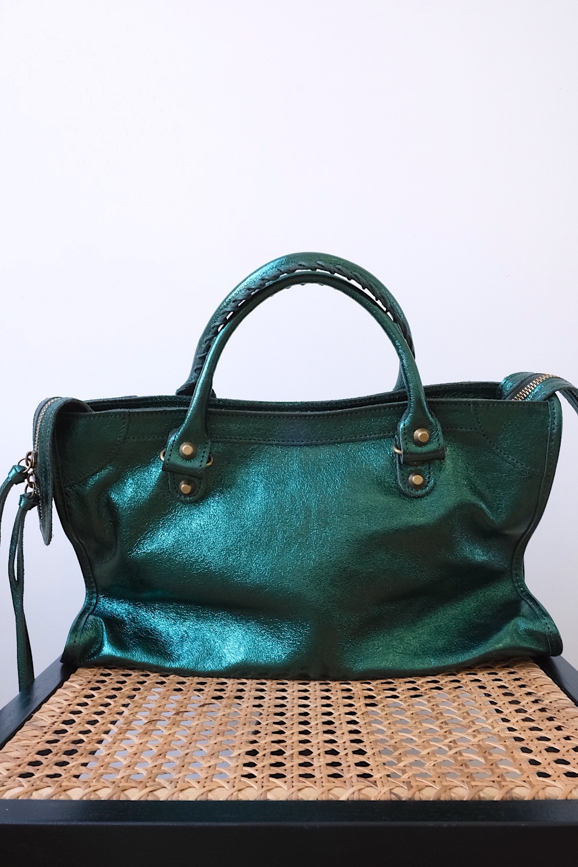 sac vert cuir