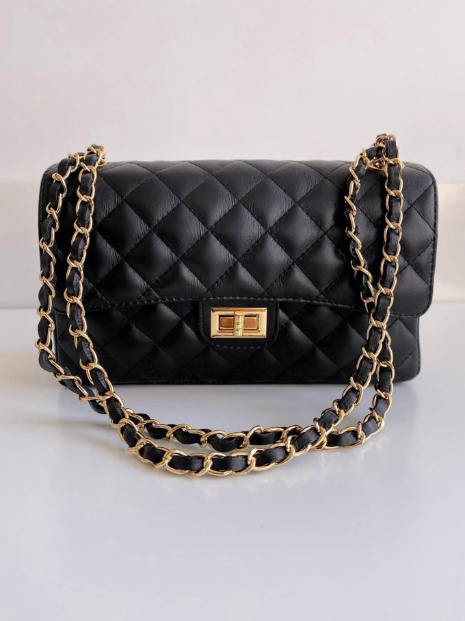 Sac Coco Medium noir et doré Boutique Pastel