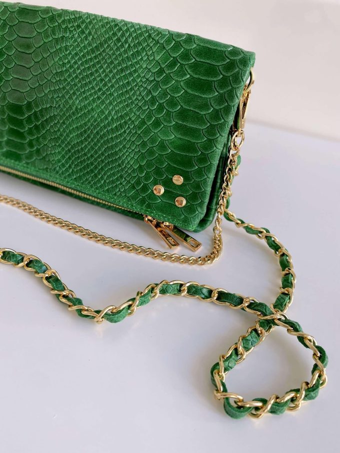 Pochette Ziggy rock vert chaîne dorée – Image 4