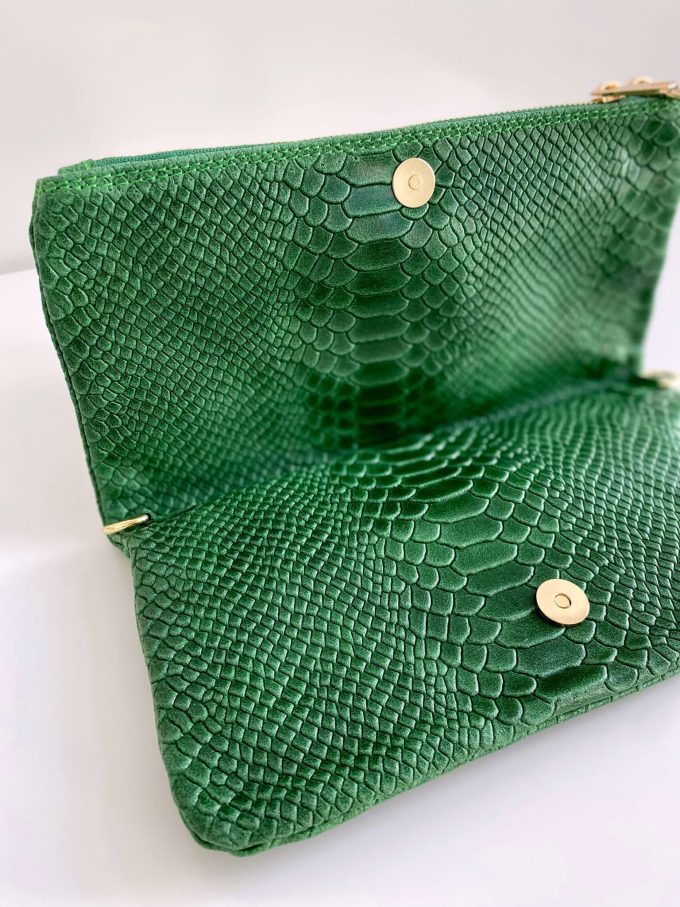 Pochette Ziggy rock vert chaîne dorée – Image 3