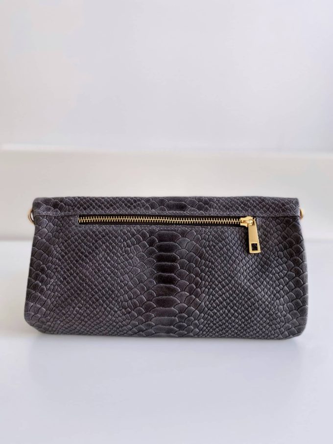 Pochette Ziggy rock gris chaîne dorée – Image 2