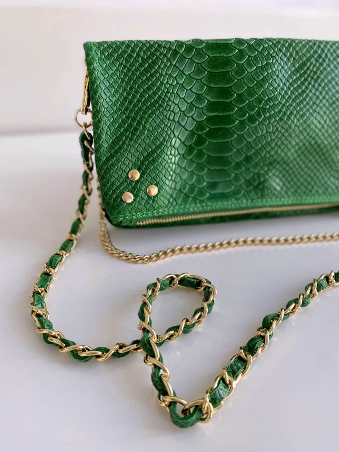 Pochette Ziggy rock vert chaîne dorée – Image 6