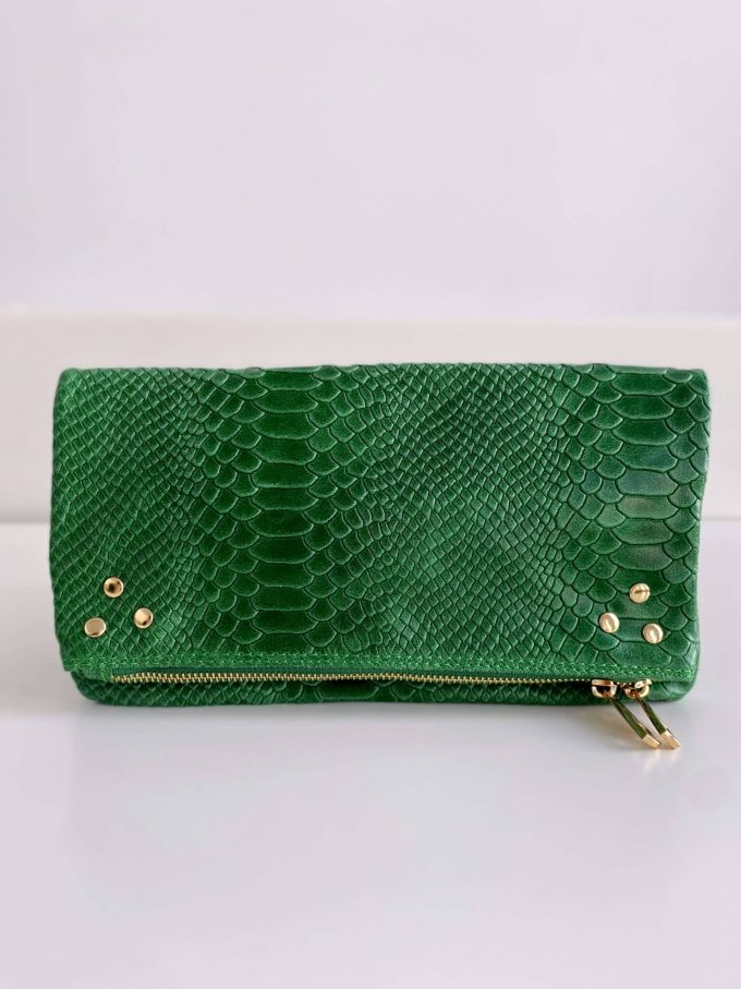 Pochette Ziggy rock vert chaîne dorée