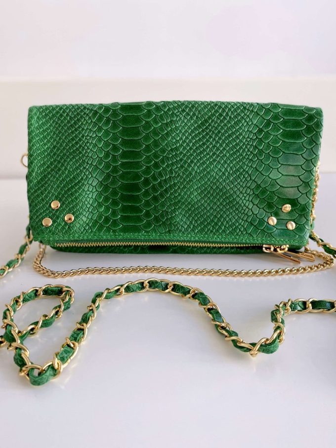 Pochette Ziggy rock vert chaîne dorée – Image 5
