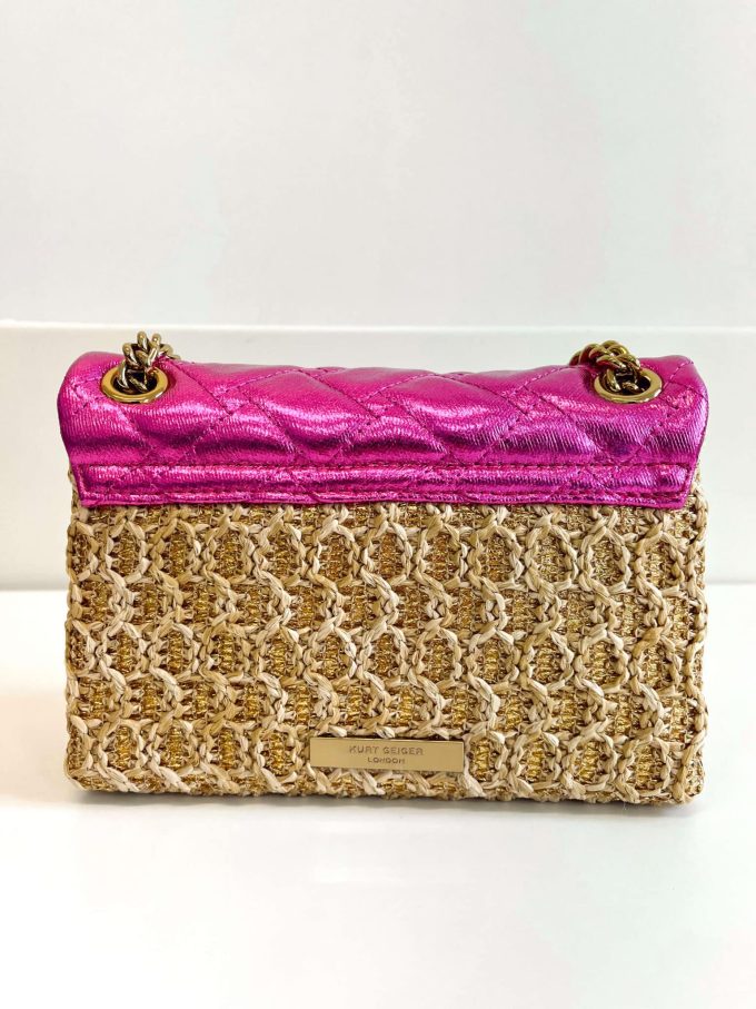 SAC KURT GEIGER - Mini Kensington Raffia Fuchsia – Image 4