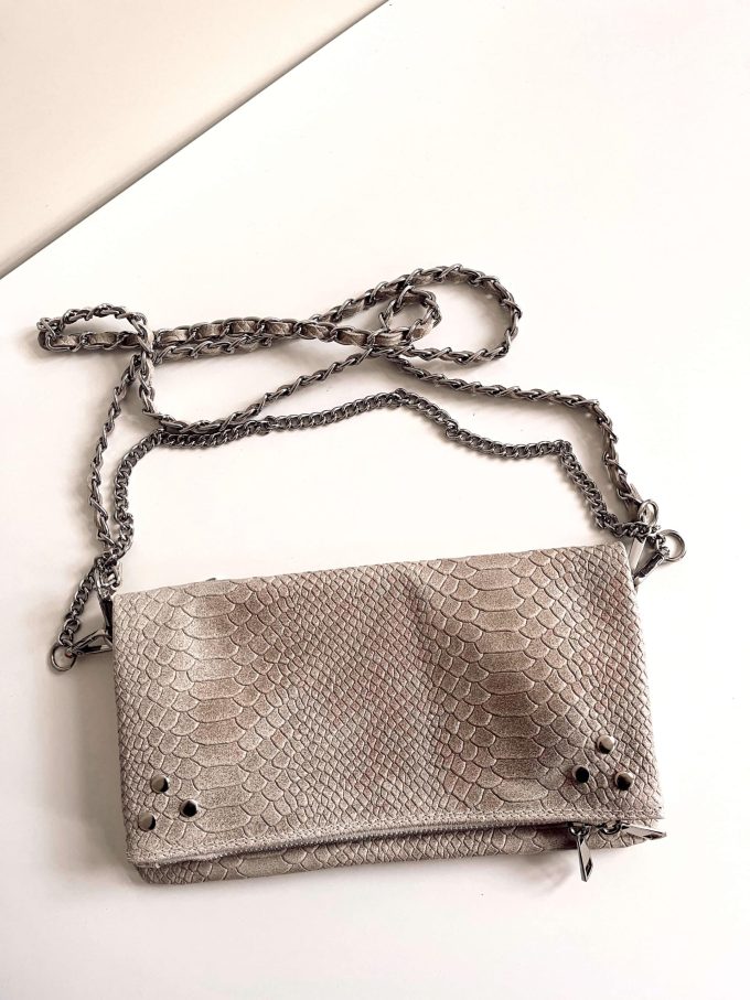 Pochette Ziggy rock écru / argenté
