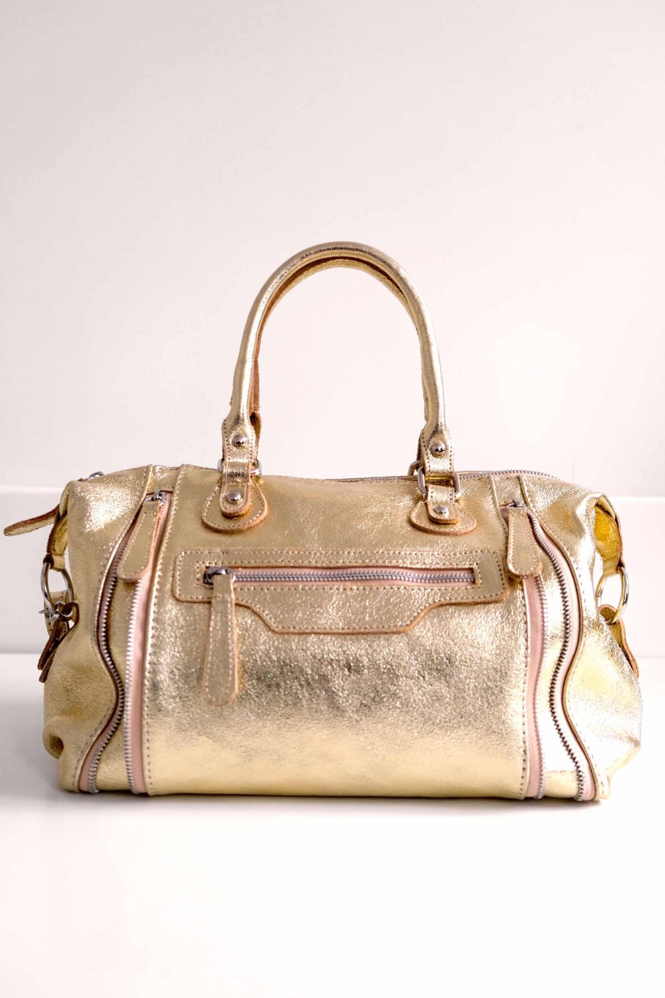 Sac flash en cuir métallisé doré