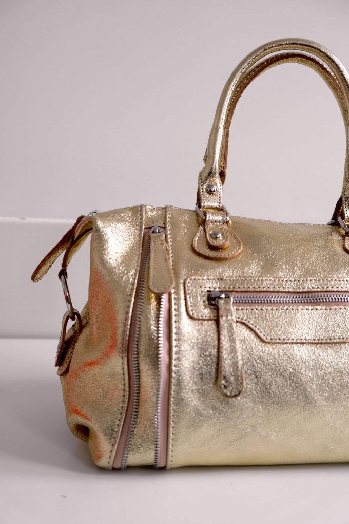 Sac flash en cuir métallisé doré – Image 2