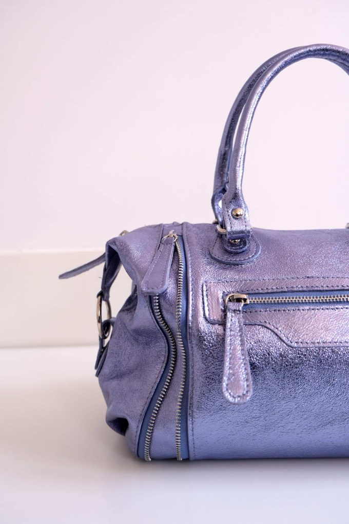 Sac flash en cuir métallisé mauve – Image 2