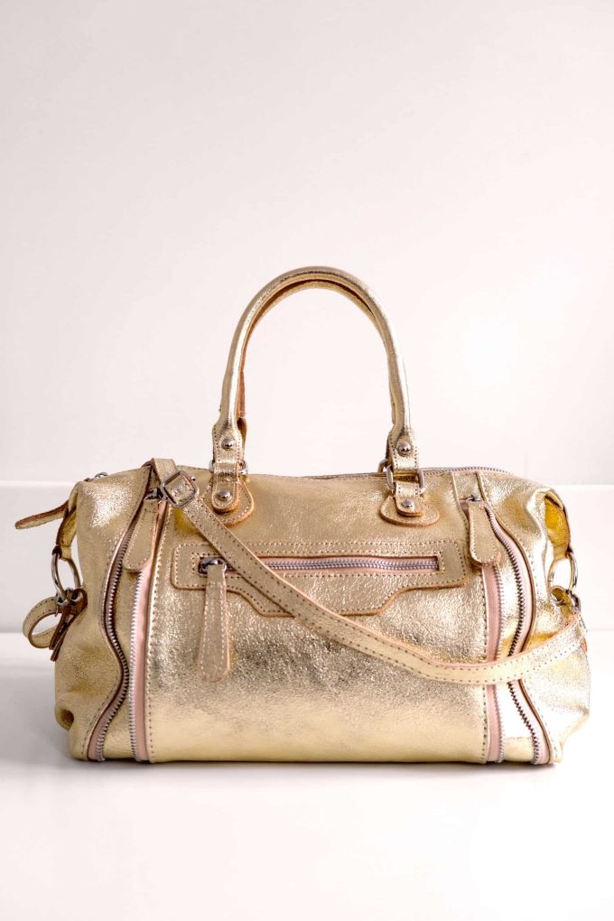 Sac flash en cuir métallisé doré – Image 5