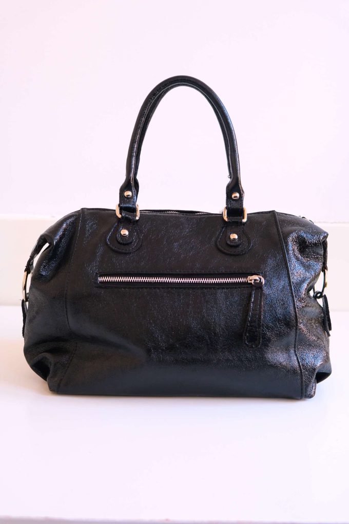 Sac flash en cuir métallisé noir – Image 4