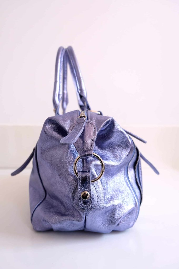 Sac flash en cuir métallisé mauve – Image 3
