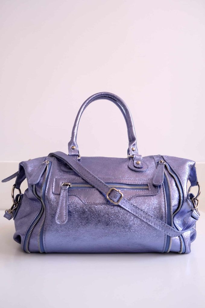 Sac flash en cuir métallisé mauve – Image 5